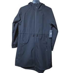 New Balance Soft Shell Black Hooded Raincoat Jacket Size Medium